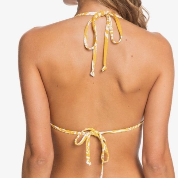 🔥 ROXY Womens Printed Beach Classics Tiki Triangle Bikini Top MINERAL YELLOW - Picture 3 of 8